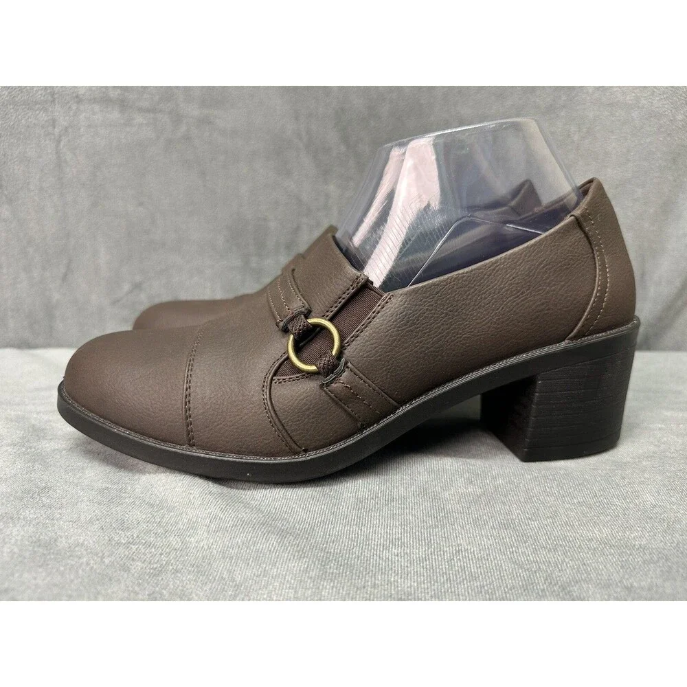 Easy Street Womens LUKA Faux Leather Zipper Block Heel Shooties Shoes Womens 9.5